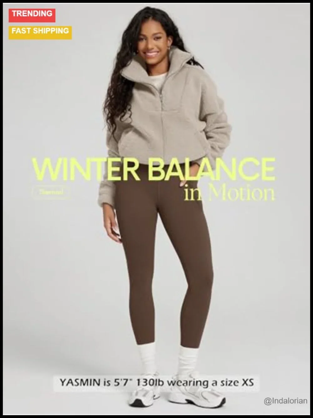 Thermal Bonded Fleece Lined Leggings High Waisted Yoga Pants with Pockets